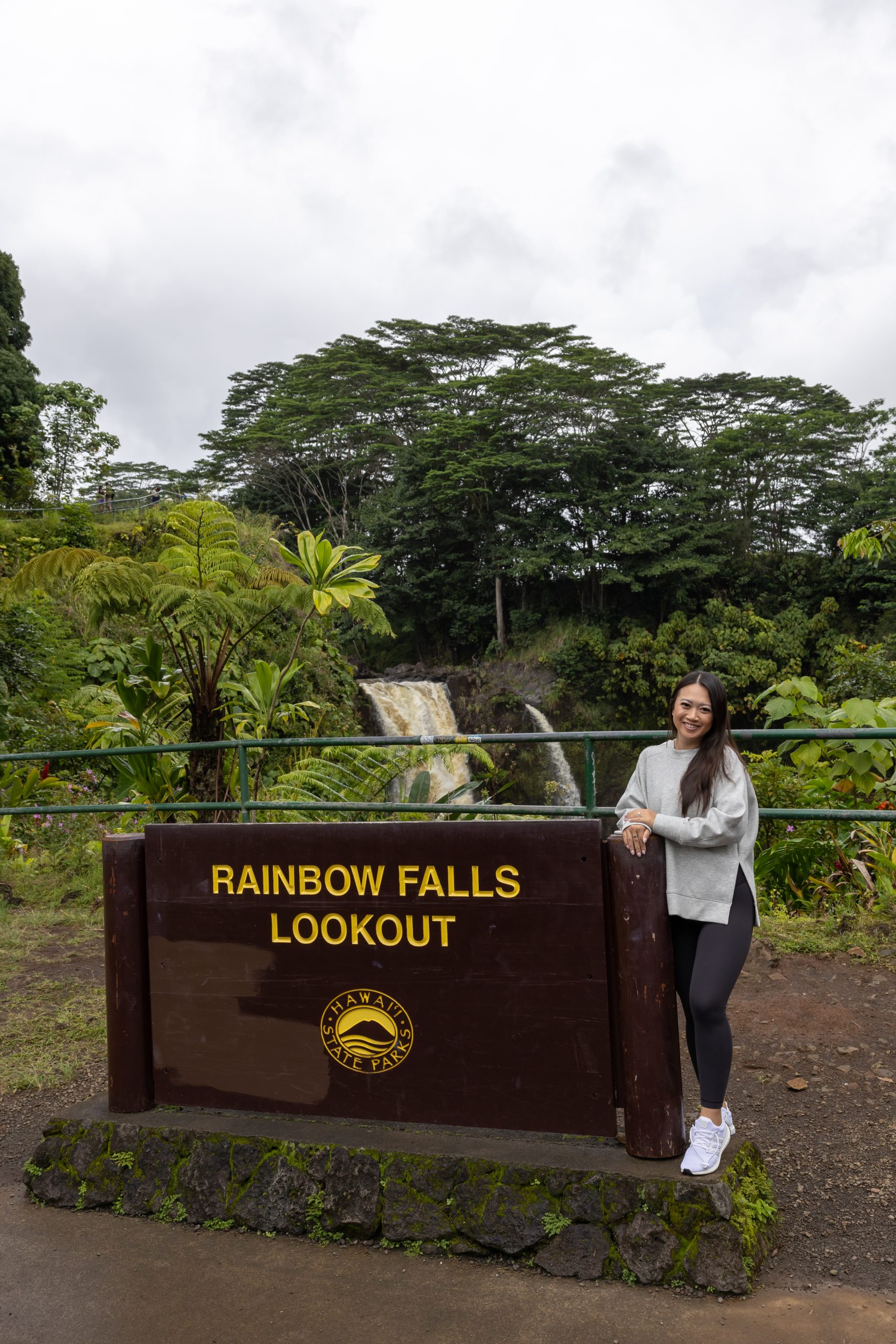 rainbow falls lookout sign on big island hawaii