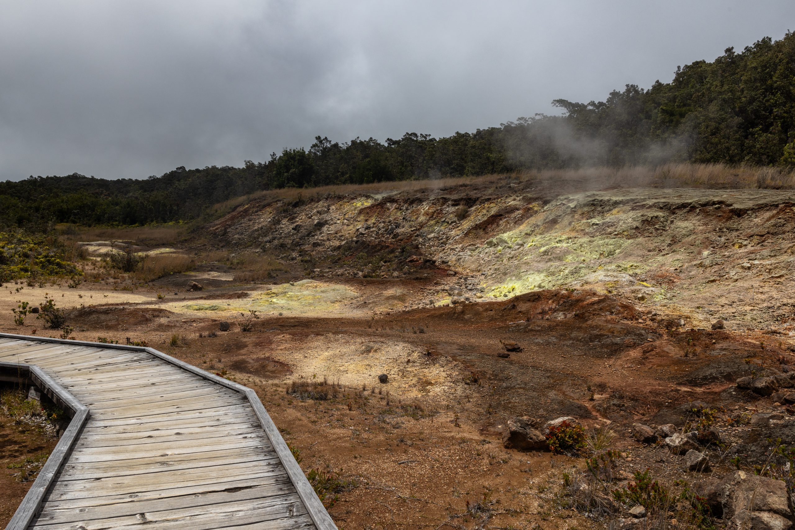 ha'akulamanu (sulphur banks) at volcanoes national park on big island hawaii