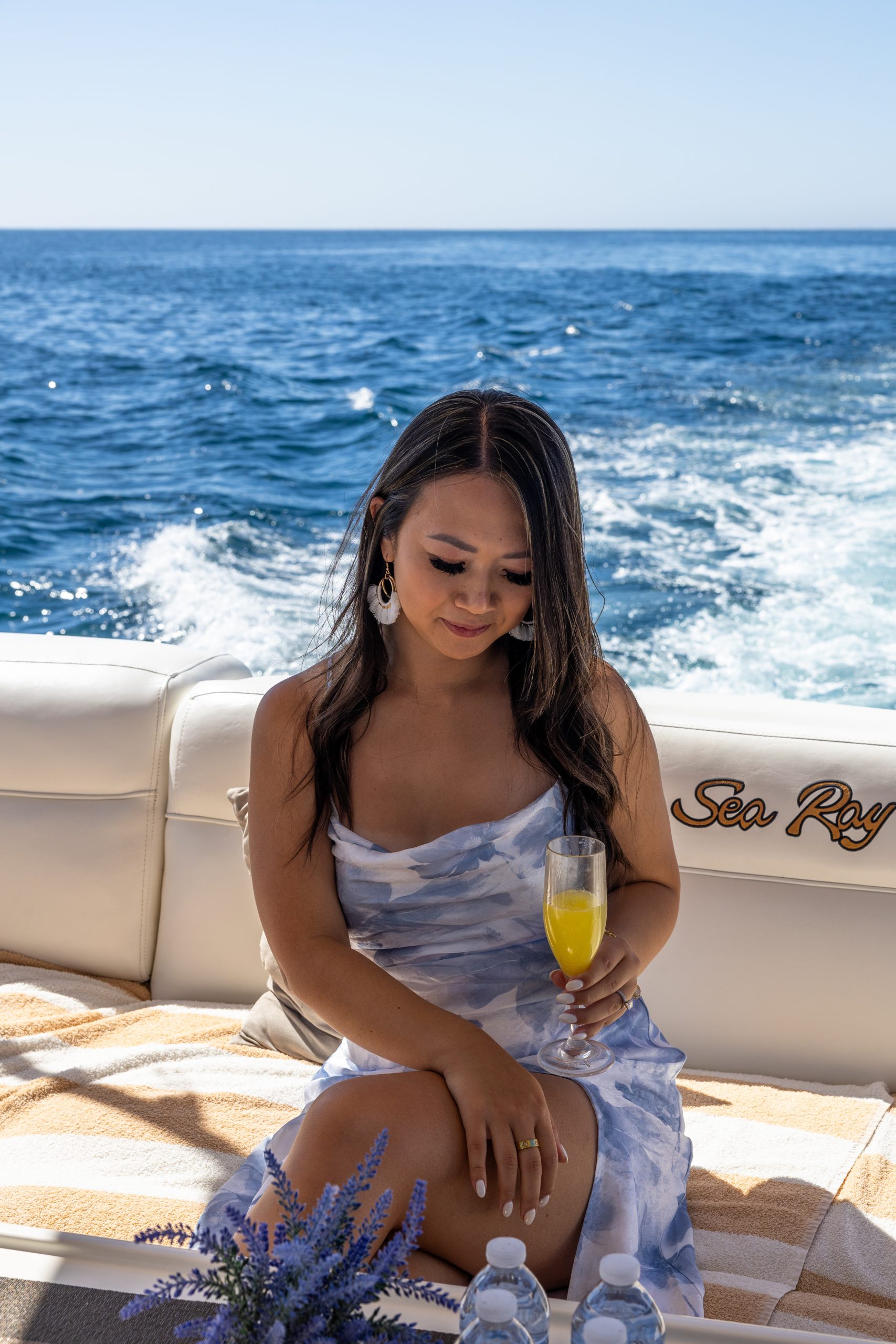 kelly chen on craic yacht in cabo