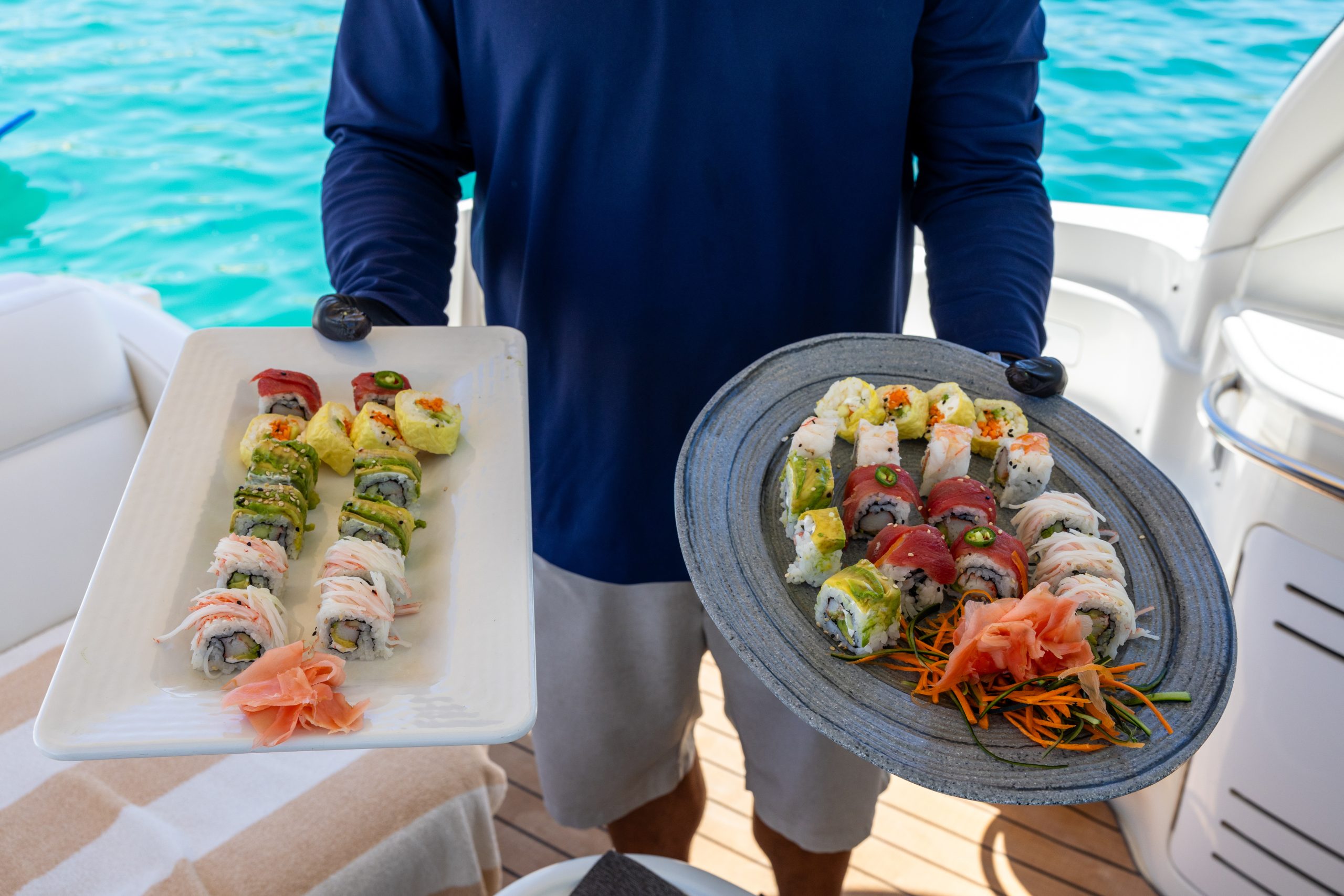 sushi on craic yacht in cabo